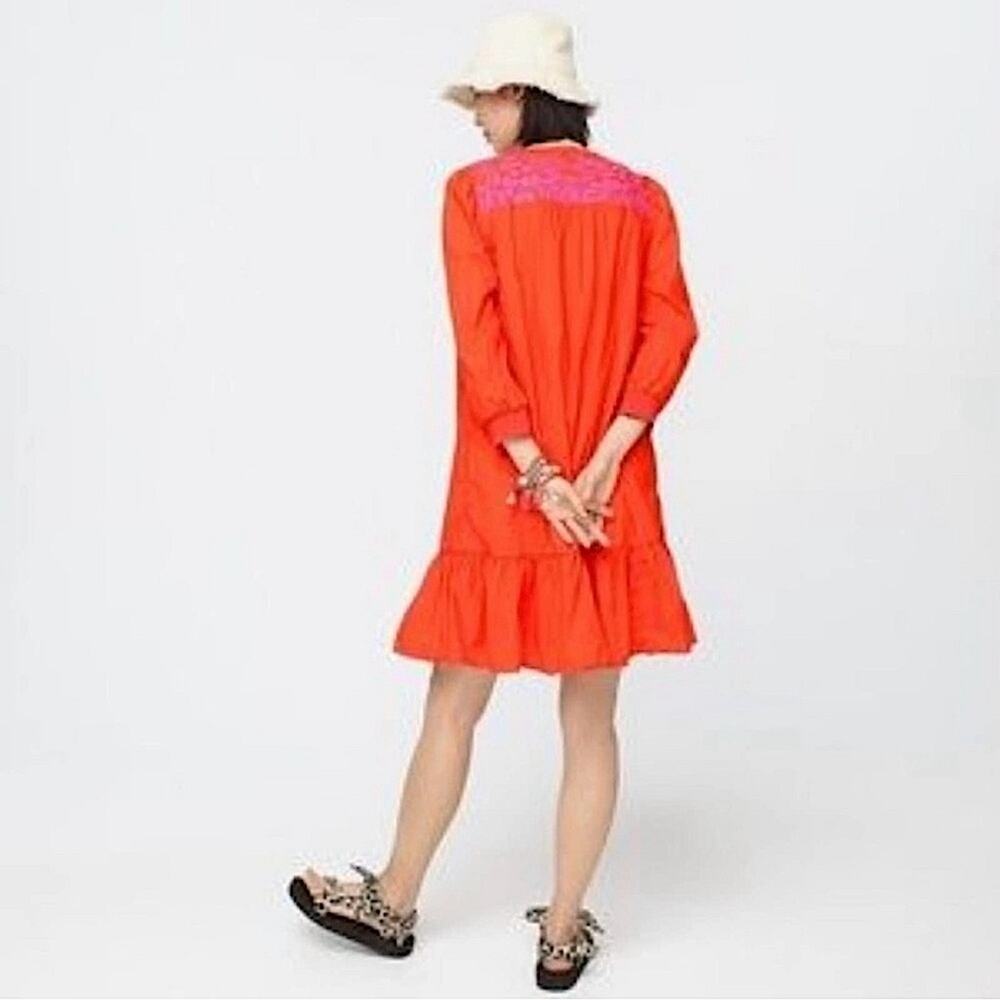 J. Crew Leda Embroidered Popover Dress (Small) - Picture 2 of 10